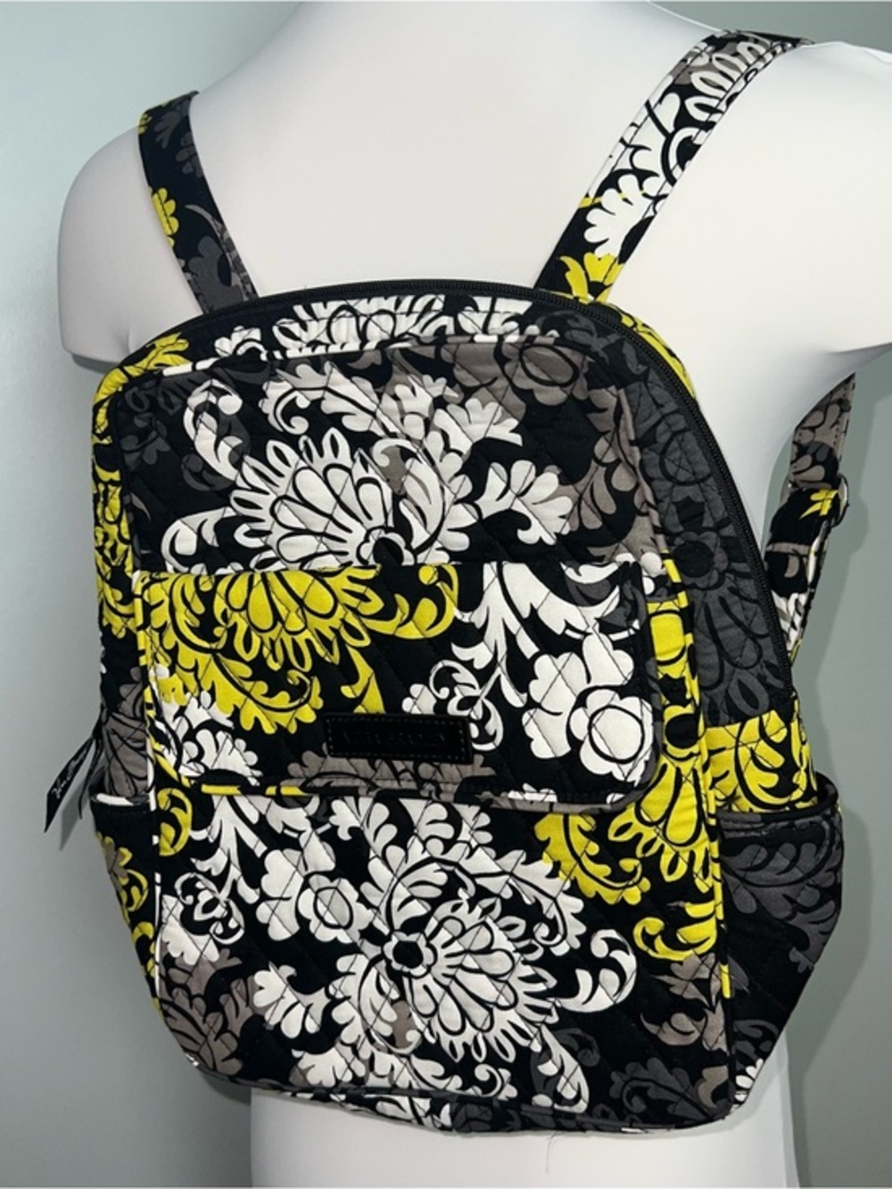 Vera Bradley Backpack Yellow Birdie Floral Quilted Cotton Travel Bag